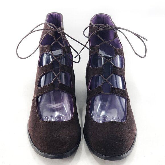 ANNA SUI x Hush Puppies NWOB Women's Ghillie Lace-Up Boot Brown Suede - Picture 3 of 9